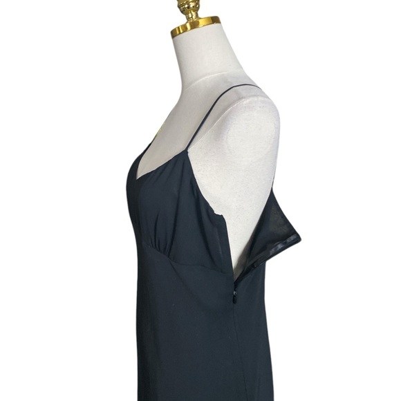 ANN TAYLOR LOFT Black Spaghetti Strap Ruffled Bottom Babydoll Mermaid Dress 10 - Picture 6 of 8